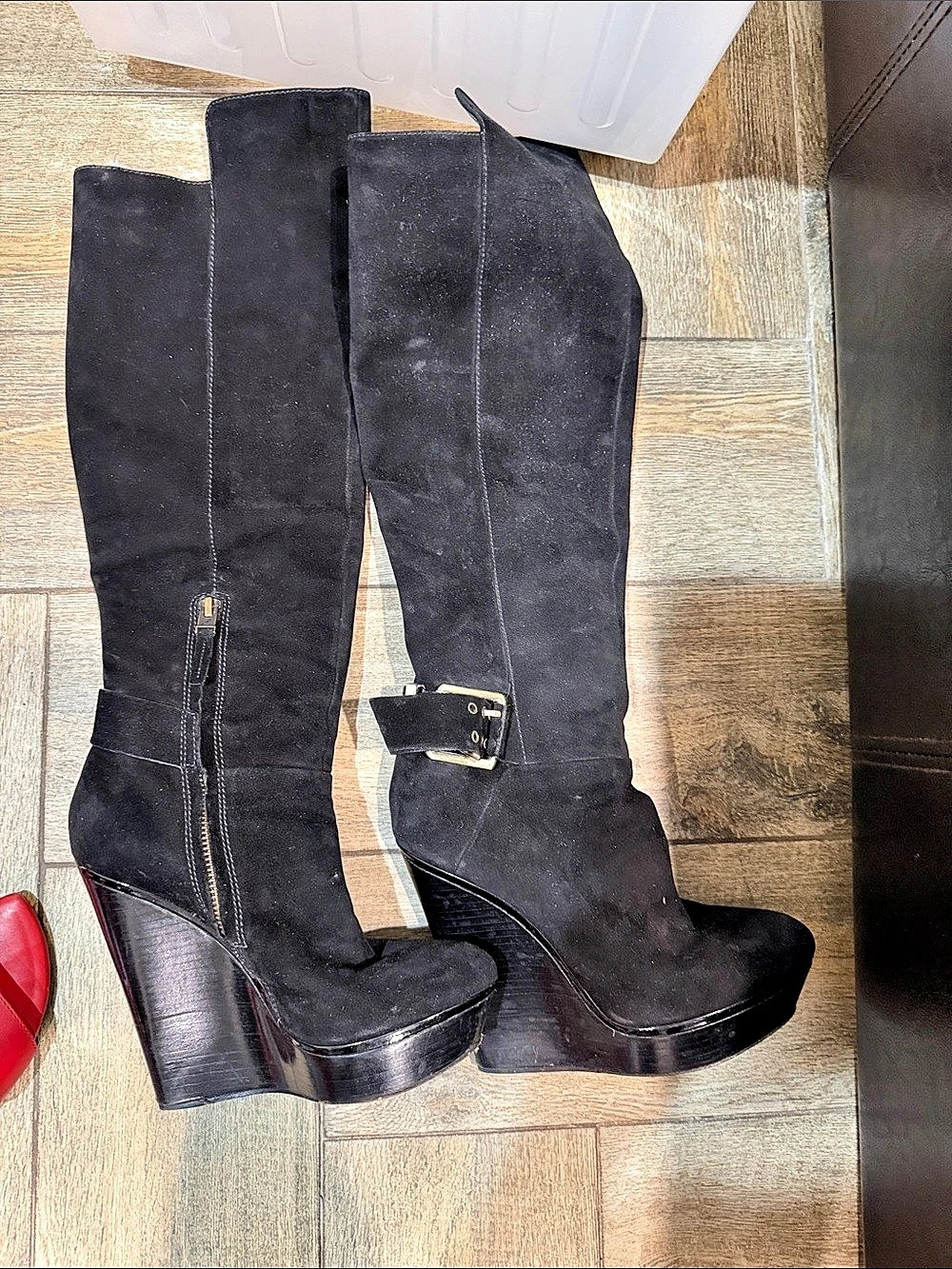 Brian Atwood Black Over-the-Knee Platform Boots